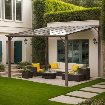 Aluminum Frame & Galvanized Roof All-Weather Pavilion for Patio, Backyard