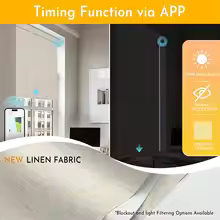 2026 New Design Hot Sale Blackout Linen Fabric Tuya App Homekit Control Motorized Easy Install No Drill Roller Blinds For Home