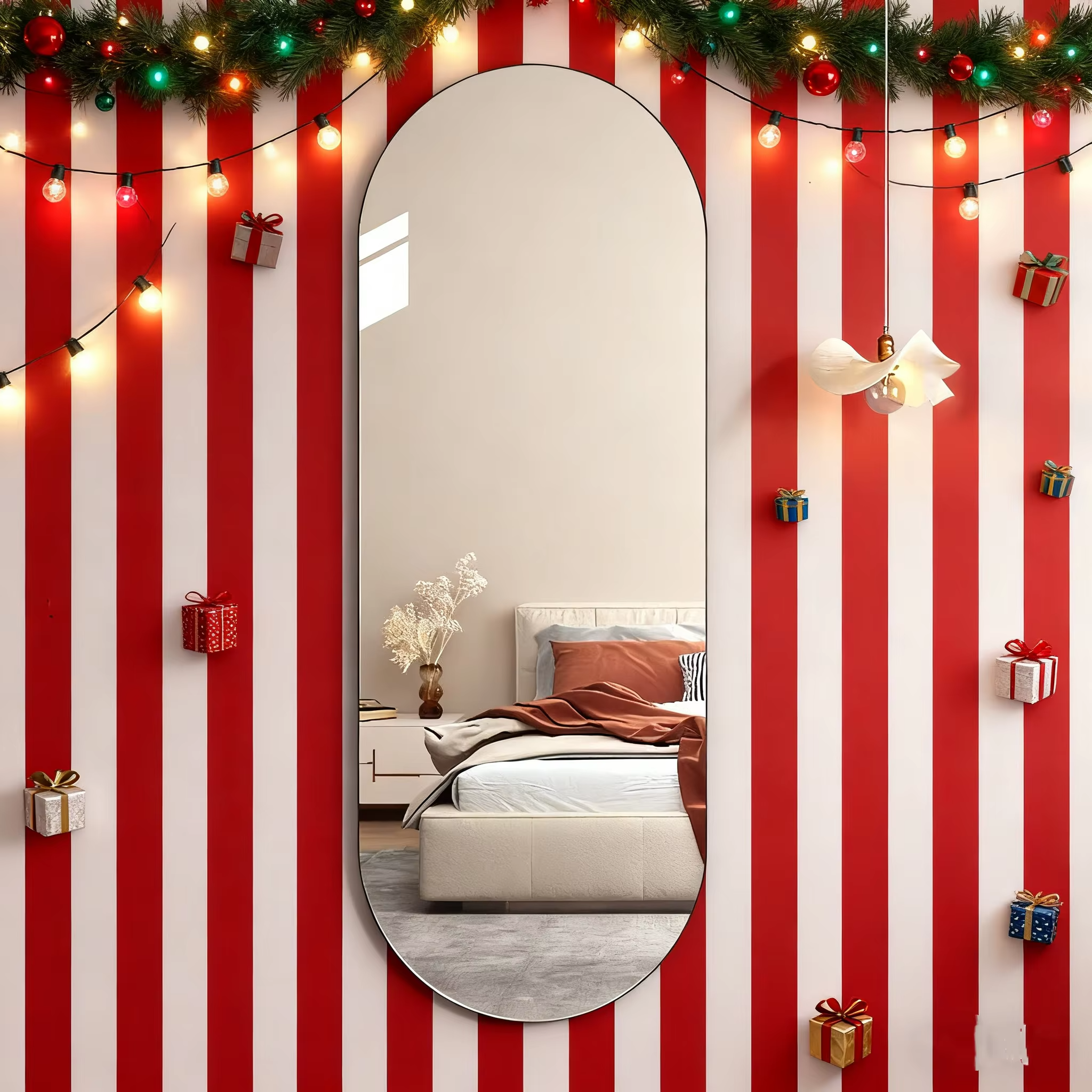 Acrylic arched integrated mirror self-adhesive mirror track model 45in*14in/35in*12in long mirror thickness 2mm arched mirror