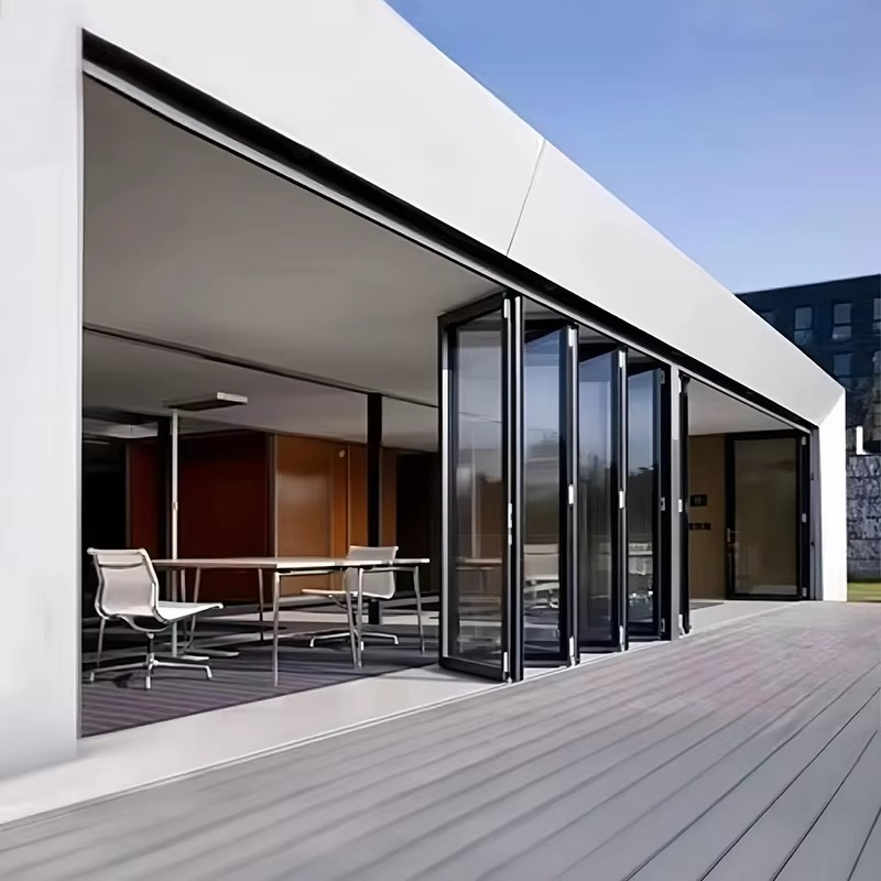 Heavy Duty Folding Door for Garden/Terrace - Aluminum Frame + Clear Tempered Glass, Easy Installation & Thermal Insulation